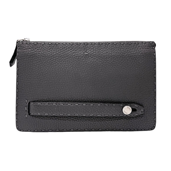 Fendi Selleria Leather Clutch Bag Black - Picture 6 of 10